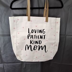 Loving Mom, canvas tote bag with a pouch set